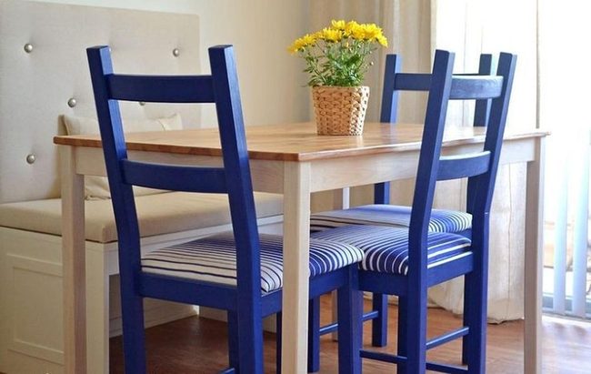 Blue Striped Chairs, Sunlit Dining