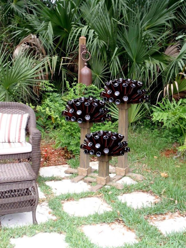 Tall Glass Bottles Wooden Accents