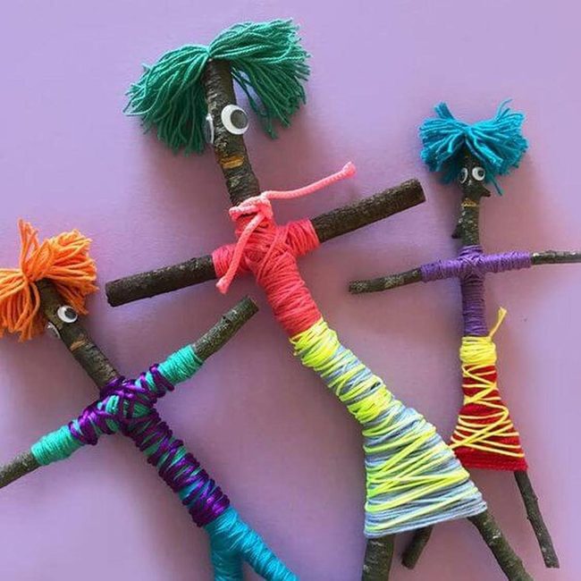 Yarn-Wrapped Twig Friends