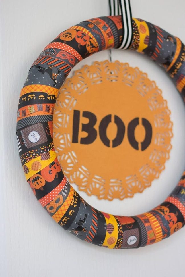 Orange Pumpkin Halloween Wreath