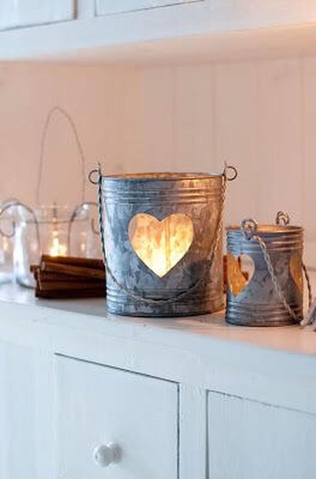 Heart-Cutout Metal Buckets