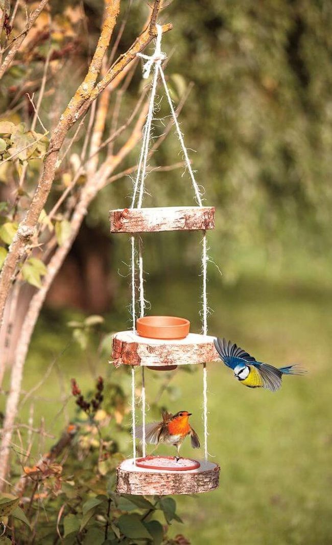 Wooden Clay Bird Feeder Garden