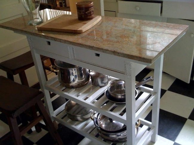 Polished White Island With Checkered Floors