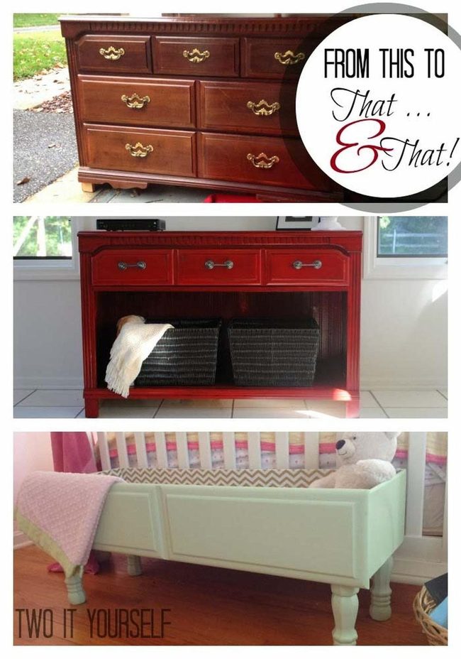Painted Dresser With Rolling Drawer Boxes