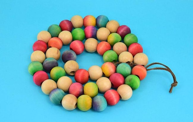 Colorful Wood Beads Leather