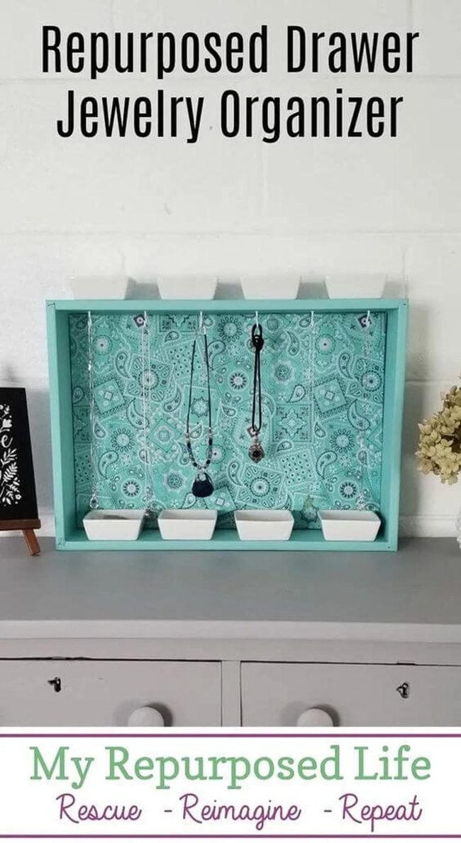 Aqua Patterned Storage Organizer