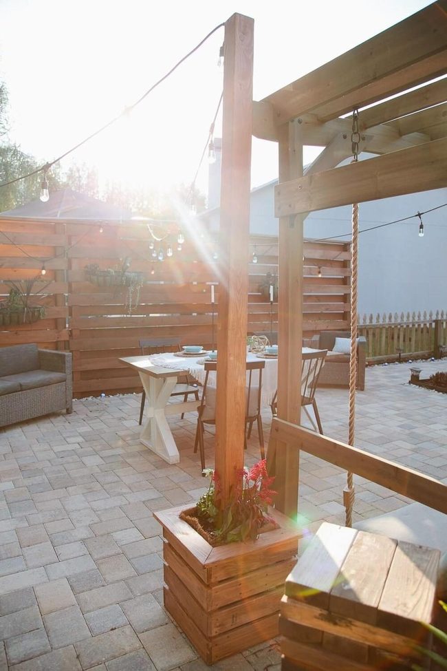 Slotted Wood Fence At Sunset