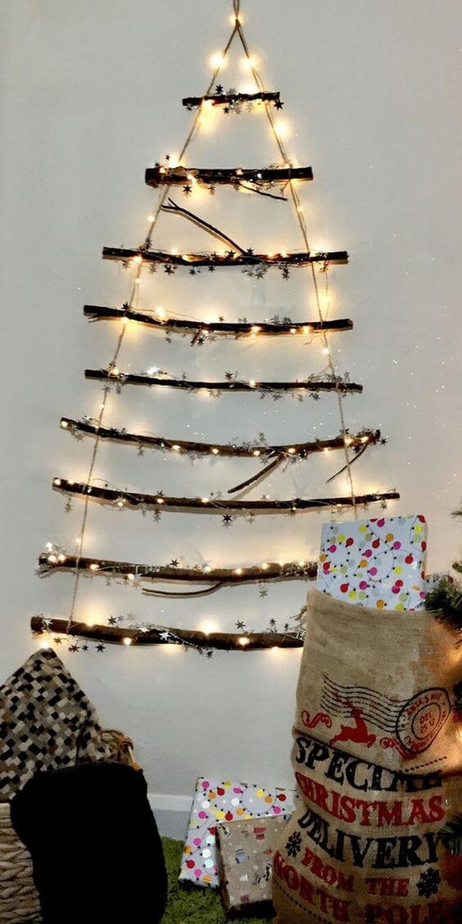 Natural Branch Tree With Warm Lights