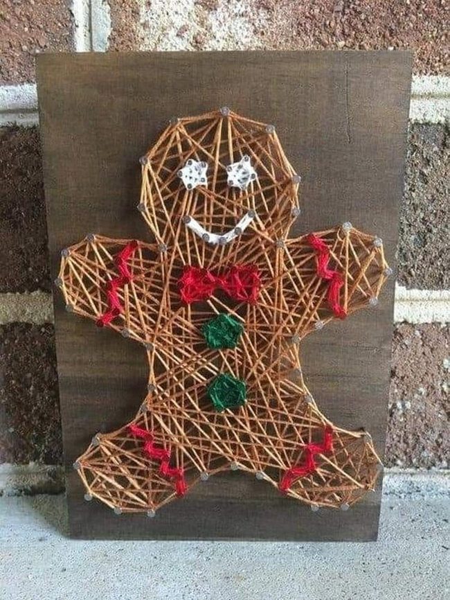 Gingerbread String Art Figure