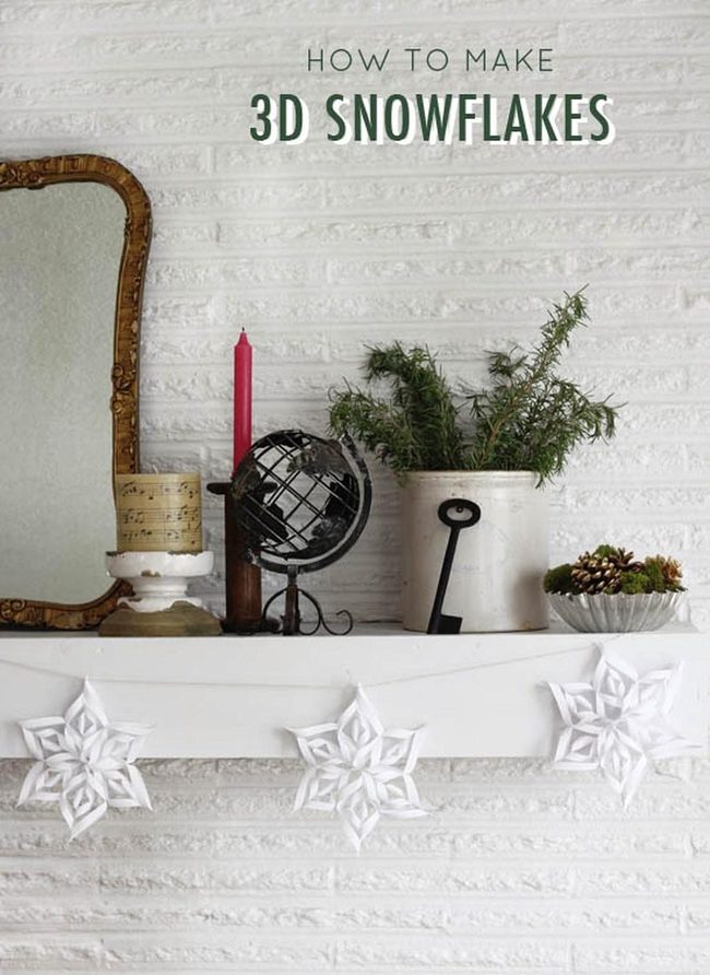 White Snowflakes Red Candle Display