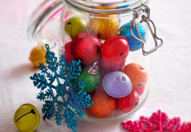 Rainbow Bells In Clear Glass