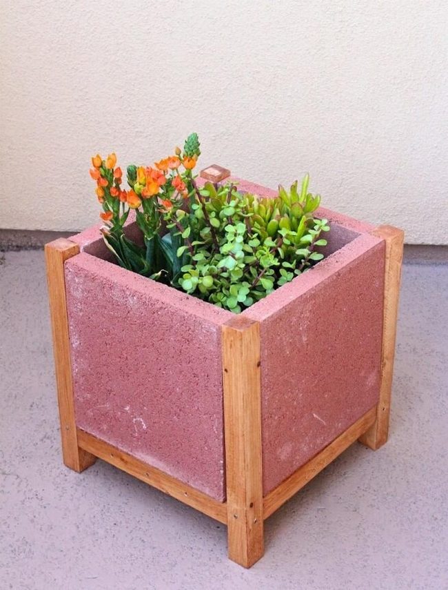 Concrete Pavers With Painted Wood