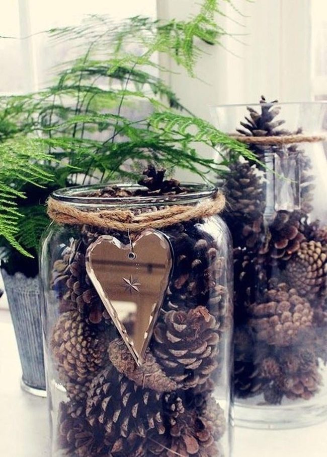 Glass Jars With Woodland Pinecones