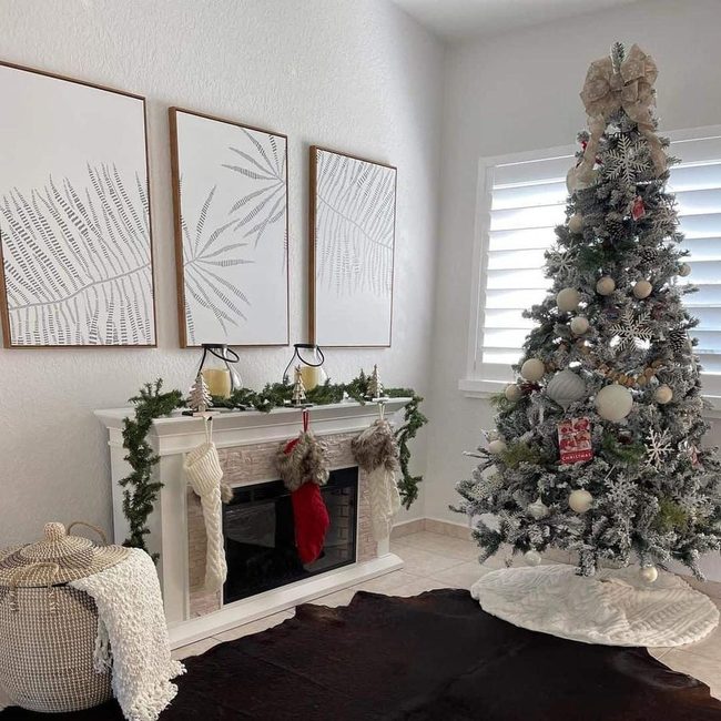 White Fireplace Winter Elegance