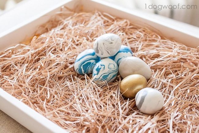 Blue Swirl Eggs On Straw