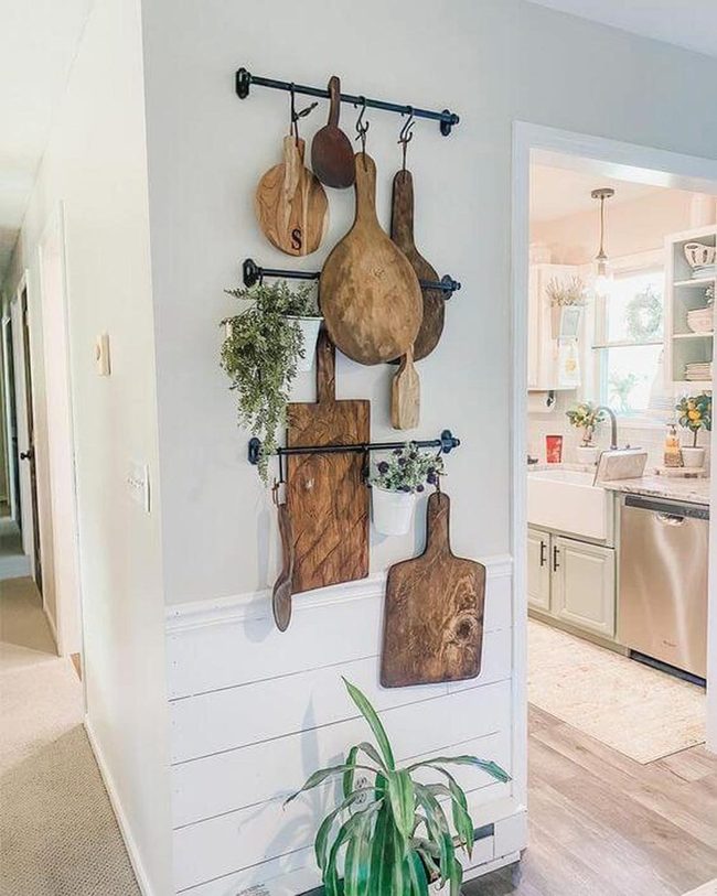 Natural Wood Kitchen Wall Display