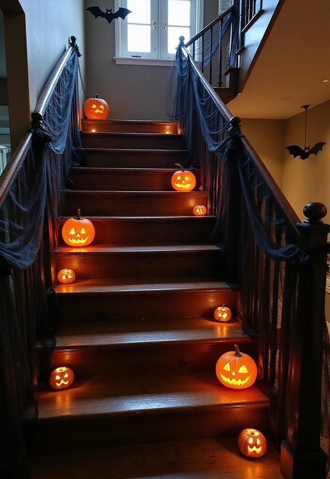 Black Tulle Staircase Spider Web
