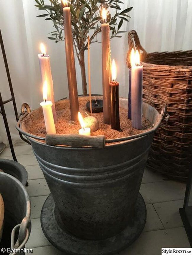Vintage Metal Bucket Candlelight
