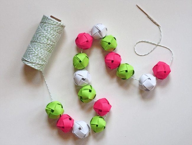 Handwoven Paper Sphere Garland