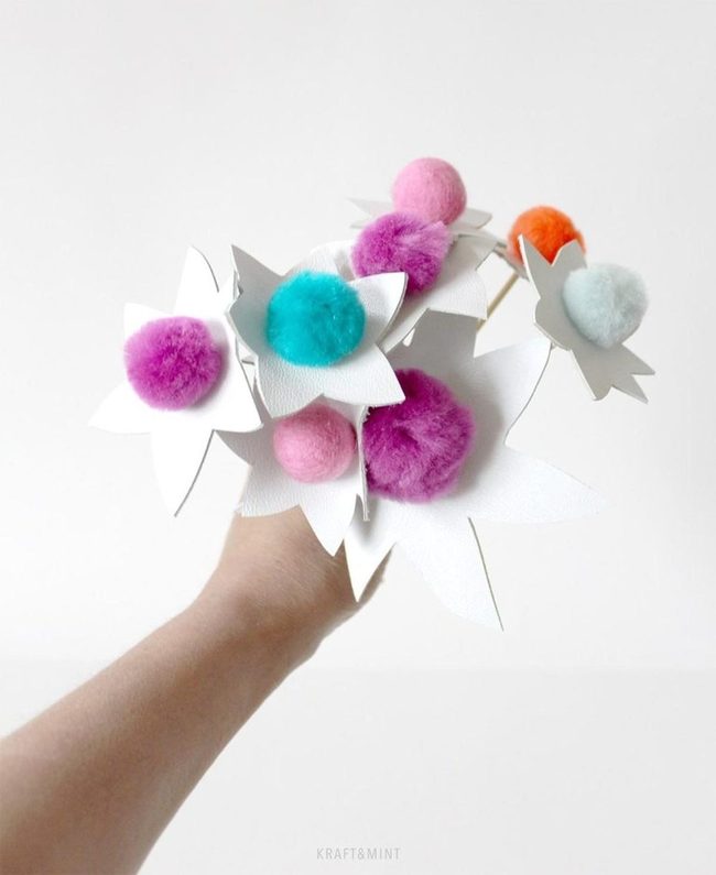 Colorful Paper Pom-Pom Bouquets