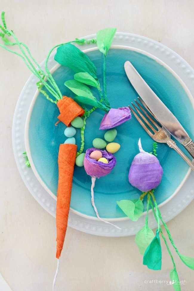 Orange Carrots, Purple Radishes, Blue Plates