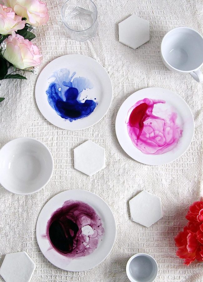 Swirled Blue Pink Purple Plates