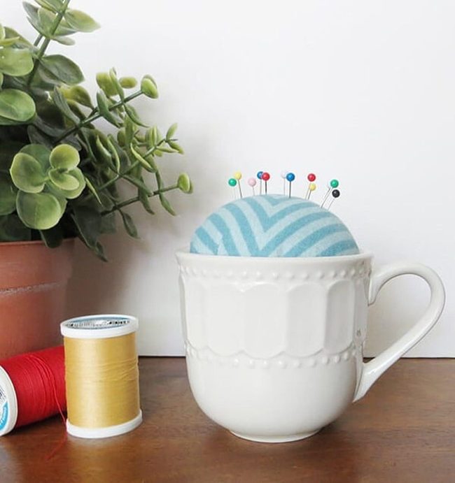 Teacup Pin Holder With Pearls