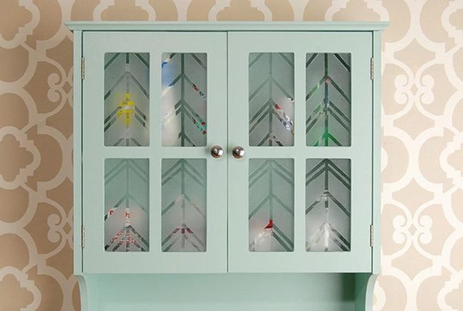 Green Glass Cabinet Display