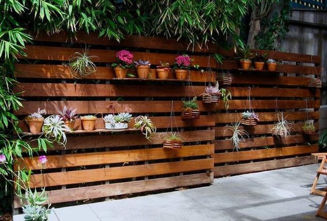 Green Plant Wall With Wood Tones