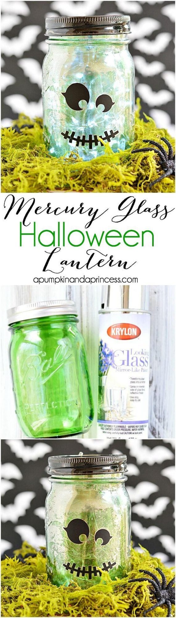 Frankenstein Mason Jar Mercury Glass