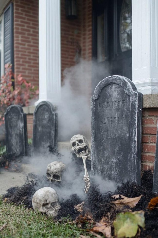 Foam Tombstones Cemetery Scene