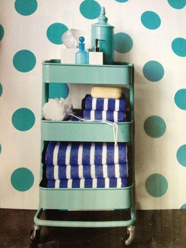 Teal Polka Dot Bathroom Corner