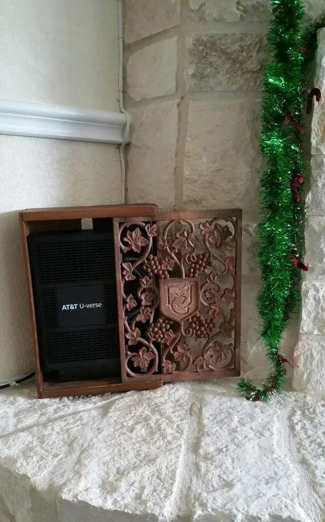 Stone Wall Display With Green Garland