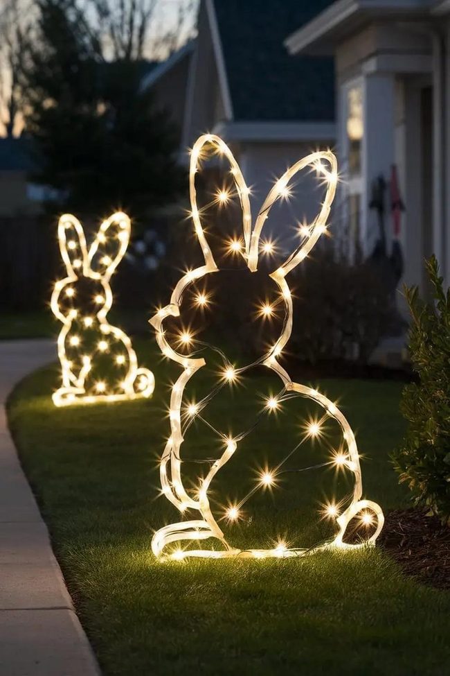 Glowing Bunny Lawn Outlines