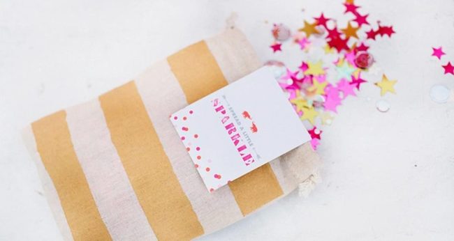Pink Gold Star Confetti Burst