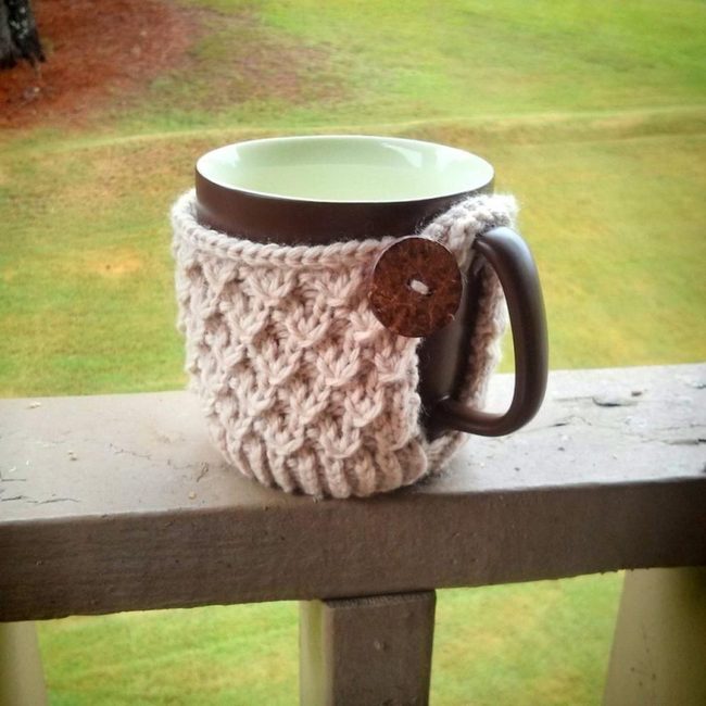 Cream Wool Mug Cozy