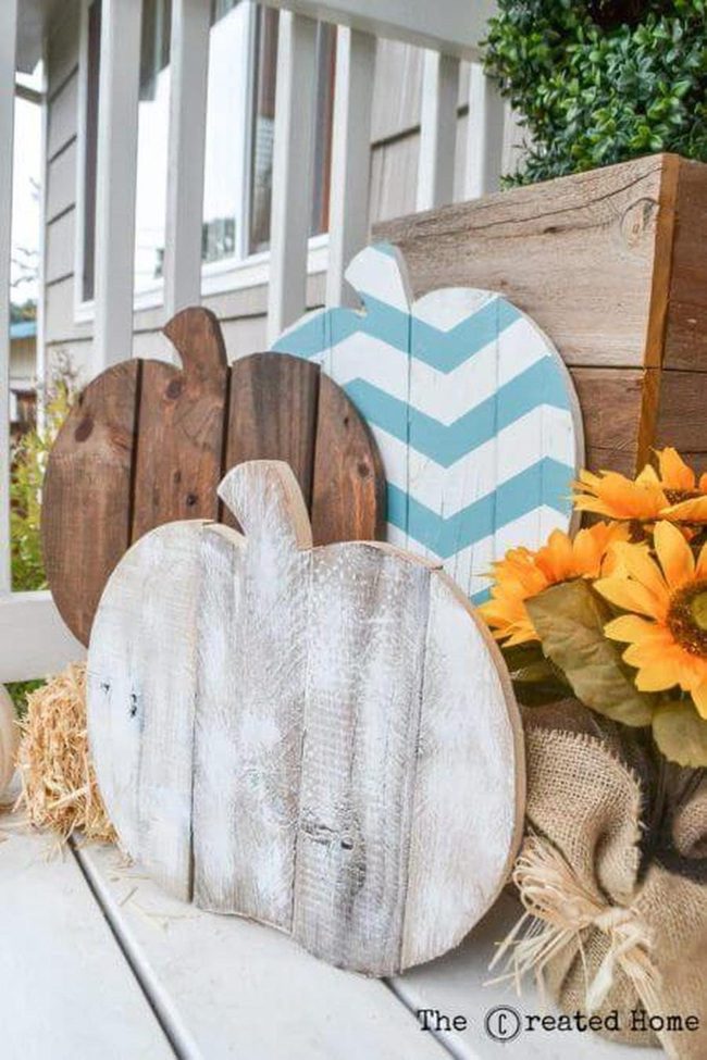 Pumpkin Wooden Signs With Chevron Stripes