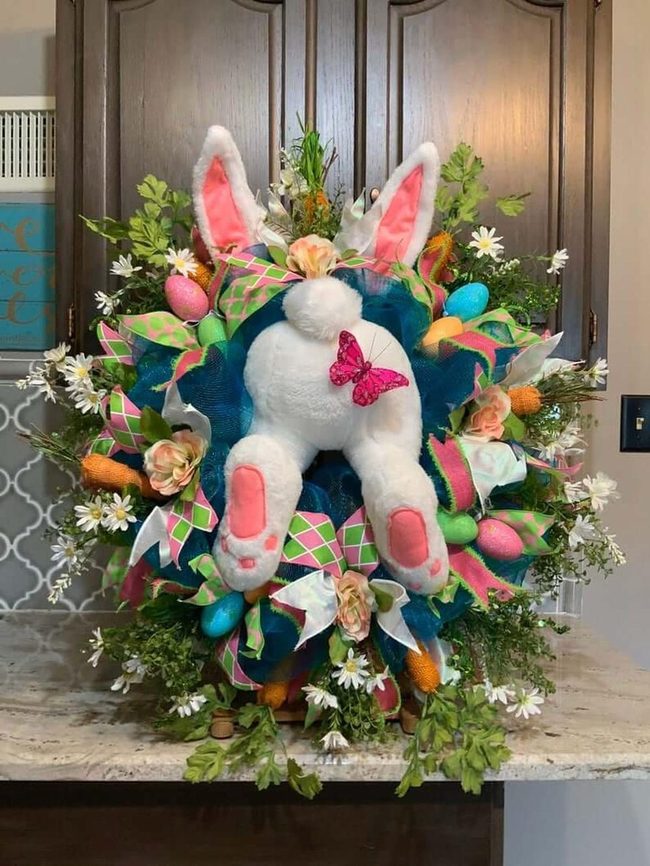 Colorful Easter Bunny Wreath