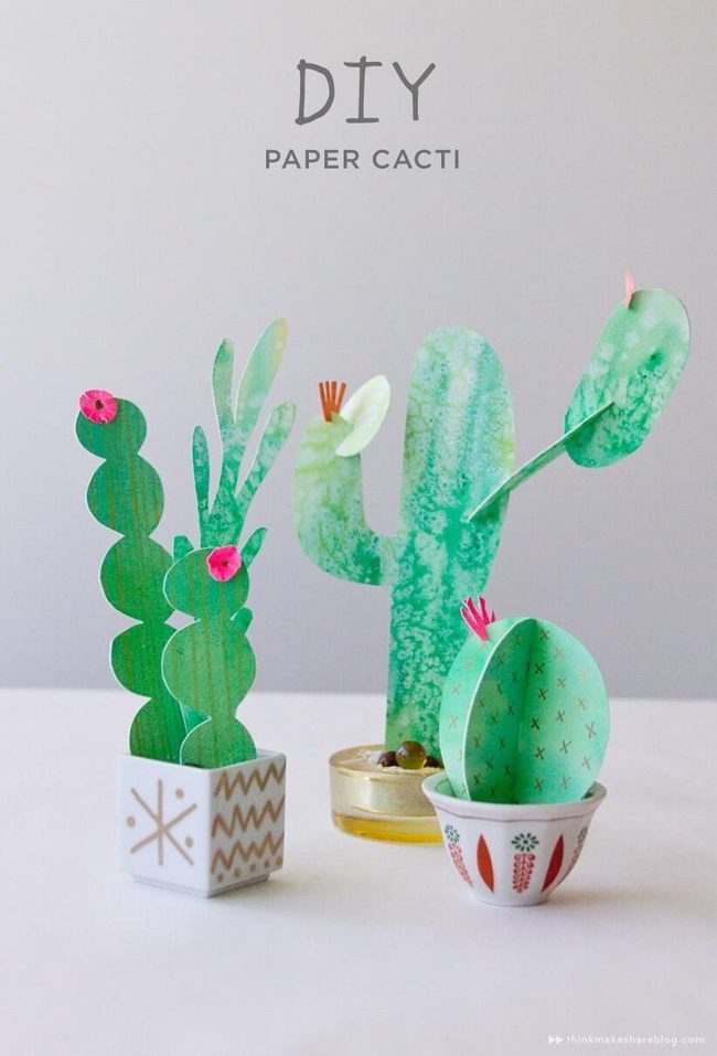 Colorful Paper Cacti Decor