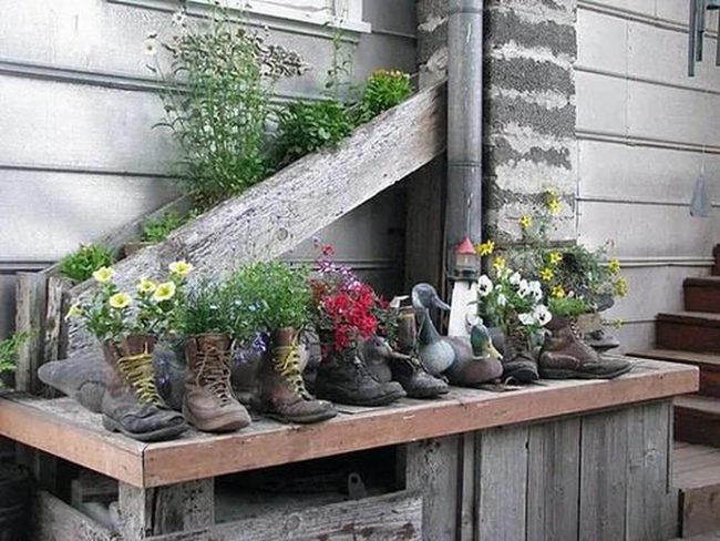 Flower-Filled Boot Garden