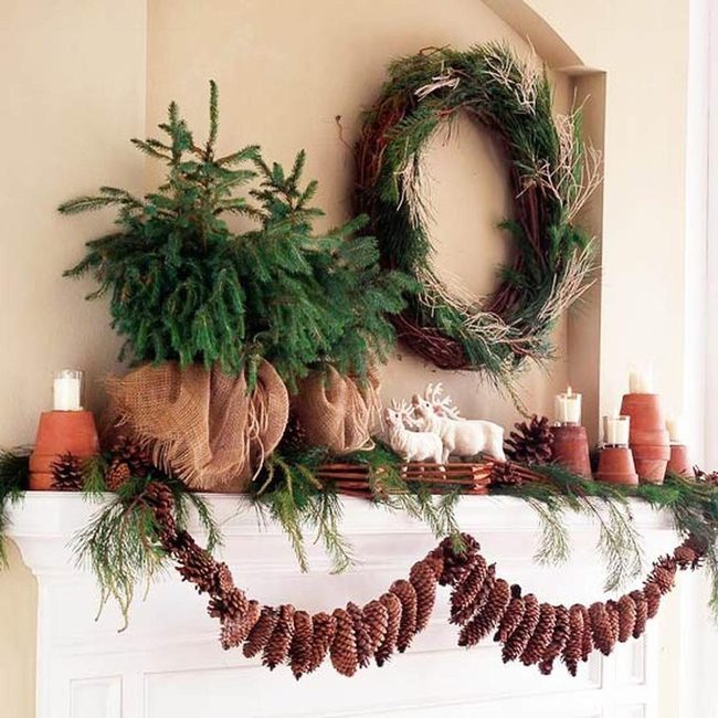 Natural Branch Mantel Display