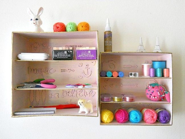 Colorful Craft Supply Shelves