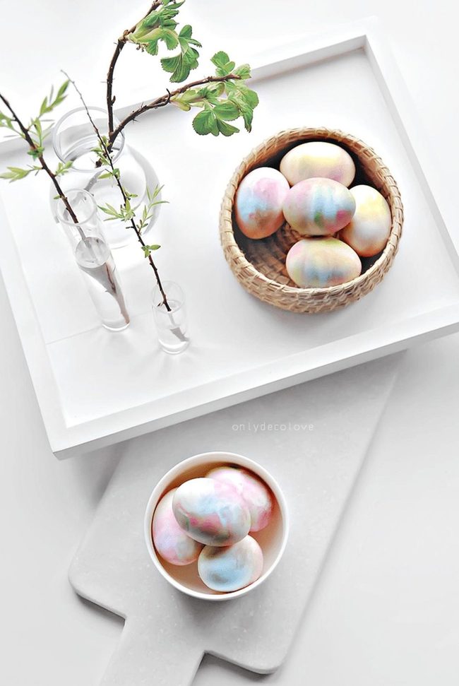 Pastel Eggs, Fresh Branches, Spring