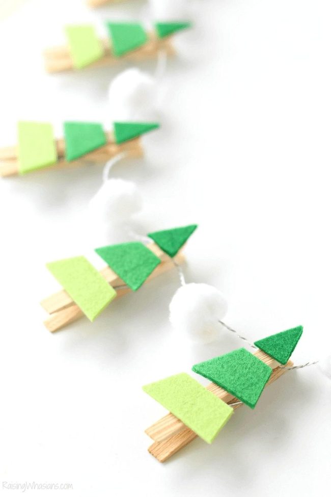 Green Felt Clothespin Garland