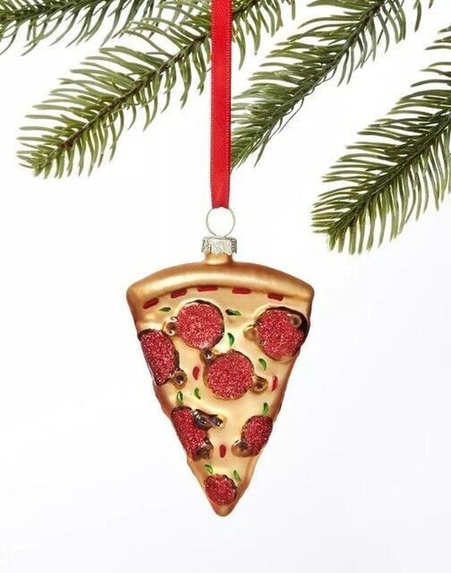 Glittery Pepperoni Pizza Ornament
