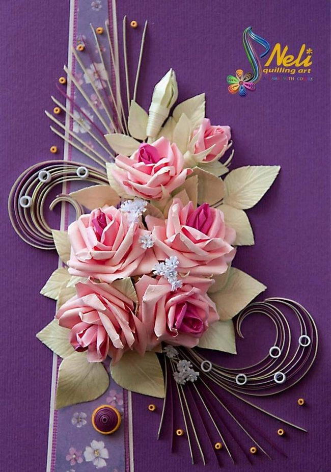 Pink Roses On Purple Velvet
