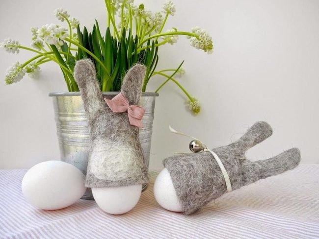 Felted Bunny Eggs With Silver Bells