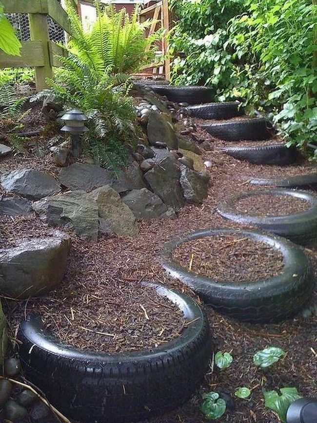 Recycled Tire Garden Pathways