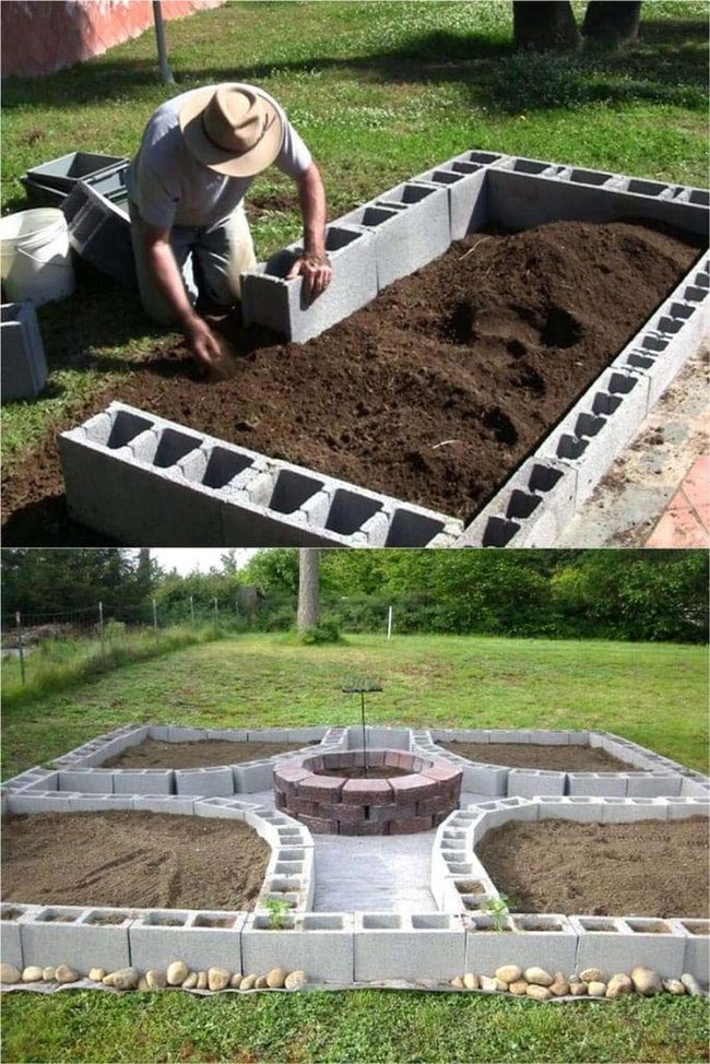 Stacked Cinder Planter Beds
