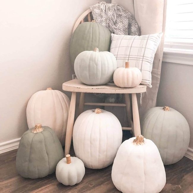 Chalk-Painted Pumpkins Brown Orange